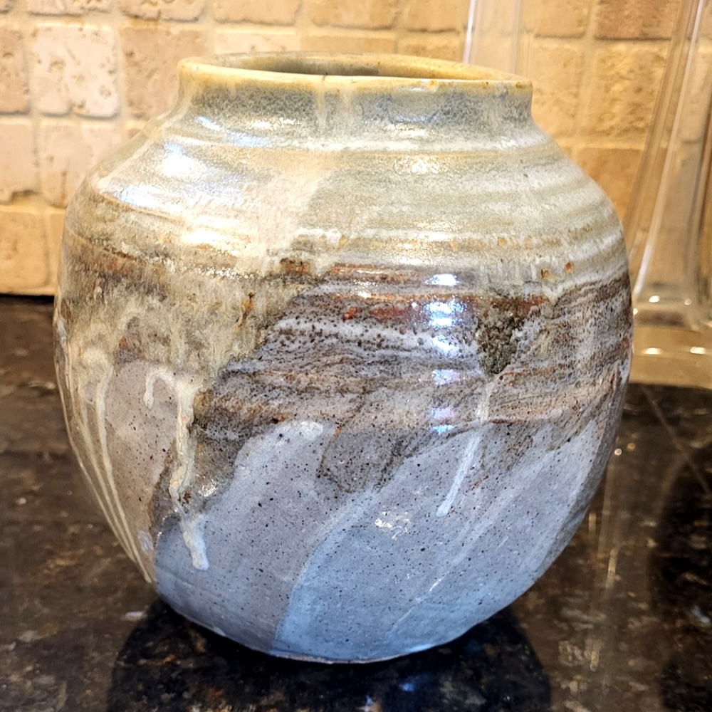 Medium Sized Vase or Bowl w/ Neat Glazing and Shape Greyish Green Color